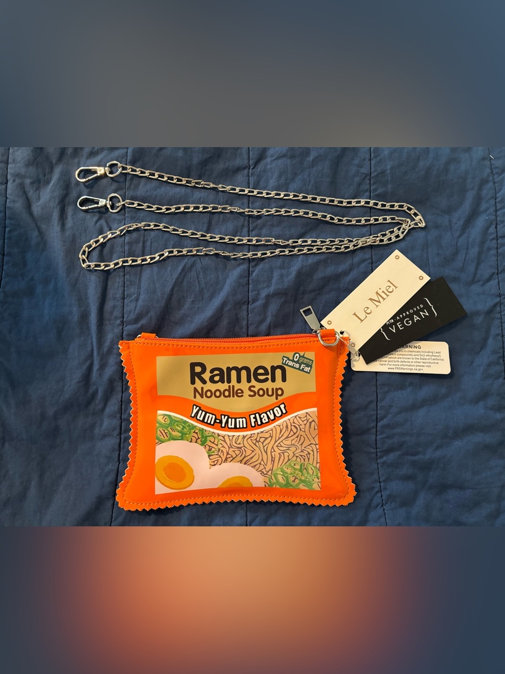 Le Miel Orange Ramen Noodle Soup Novelty Crossbody Bag